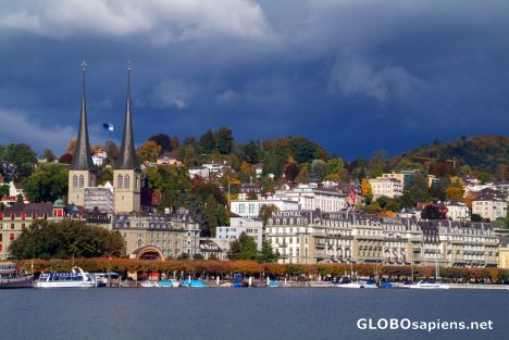 Postcard Lucerne - across the train station