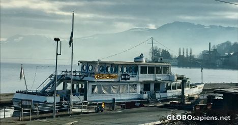 Postcard Wadenswil wharf
