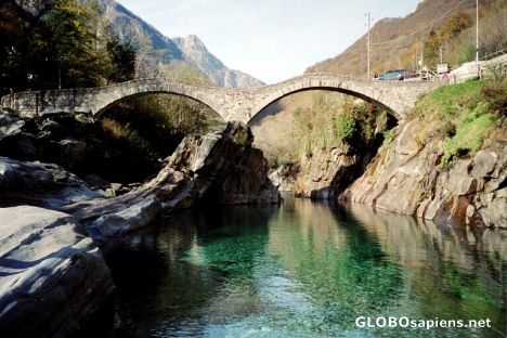 Postcard Roman brigde in Verzasca Valley