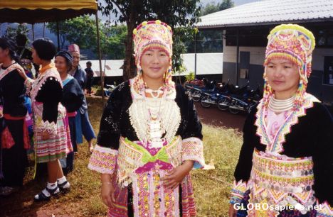Postcard Hmong women in Ban Khun Wang