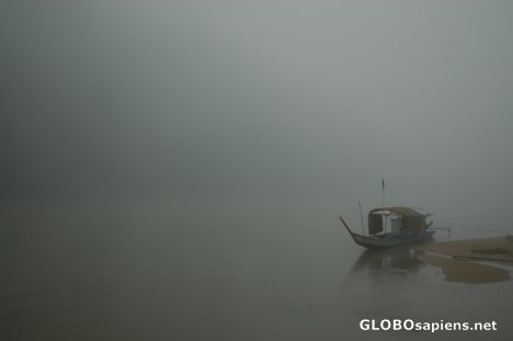 Postcard beautiful misty morning