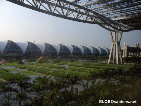 Postcard Suvarnabhumi Airport; Park outside arrival hall