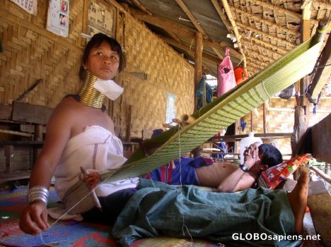 Postcard Working Karen women
