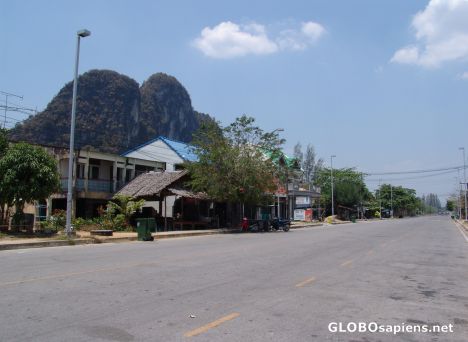 Postcard Phang Nga's now empty Main St.