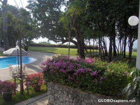 Postcard Purimas; Garden and pool
