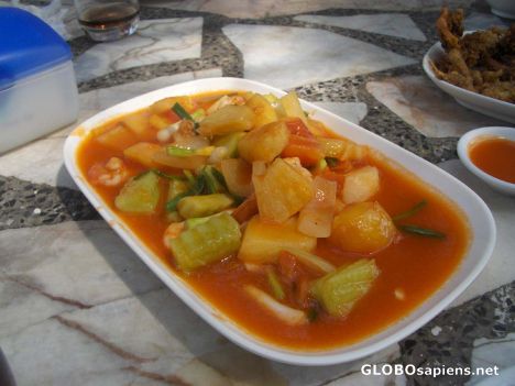 Postcard Food; Shrimps and vegetables in sour/sweet