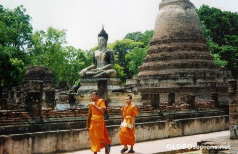 Postcard Monks at wat
