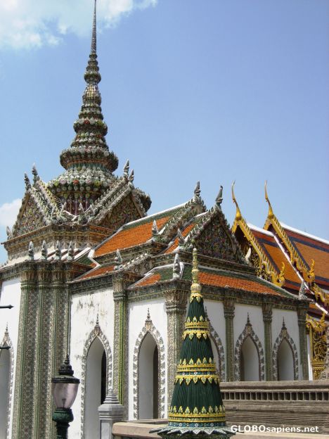 Postcard Grand Palace trimmed in broken dishes!