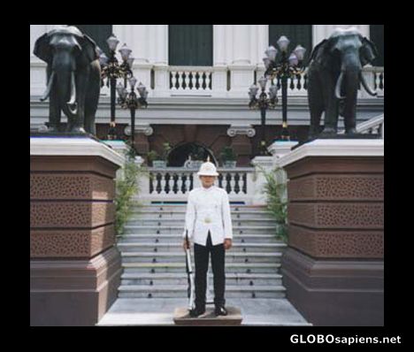 Postcard Guardian at the Royal Palace.