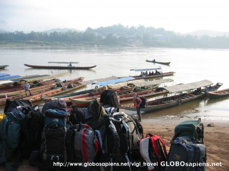 Postcard Crossing boarding from Thailand to Laos