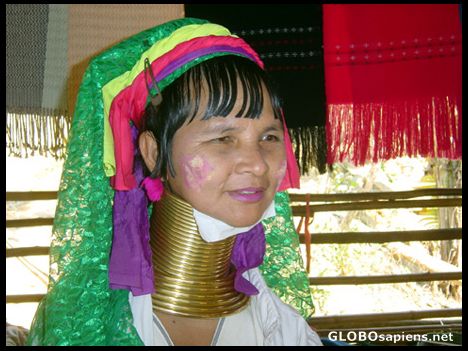 Postcard Karen Hill Tribe Long Neck Woman
