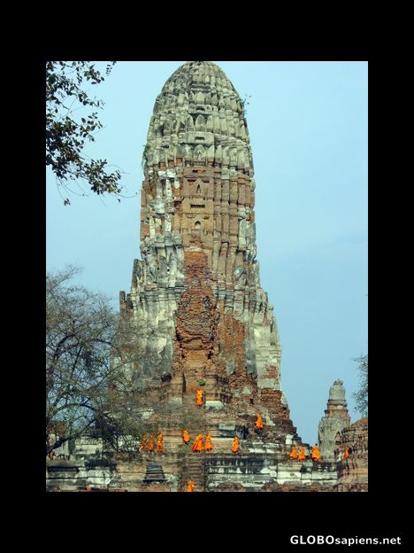 Postcard Monks visit to Wat Ratchaburana, Ayutthaya