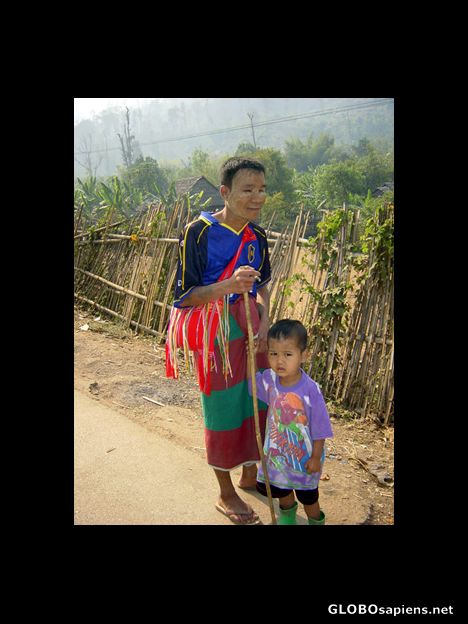 Postcard Blind Father & Son Refugees