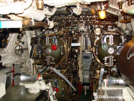 Postcard inside the submarine