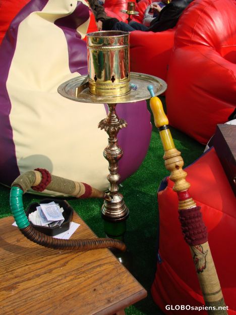 Postcard smoking a water pipe