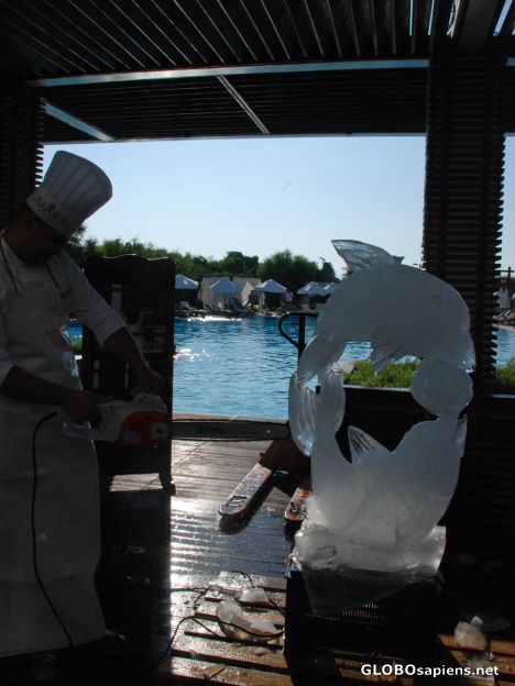 Postcard ice statue