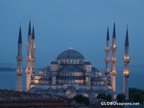 Postcard Blue Mosque at night