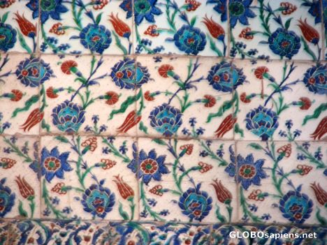 Postcard Iznik Blue Tile Closeup