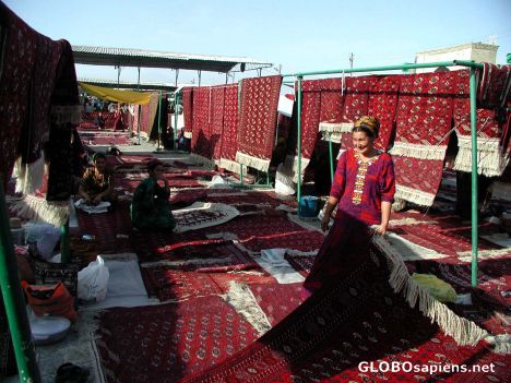 Postcard tolkuchka carpet's market