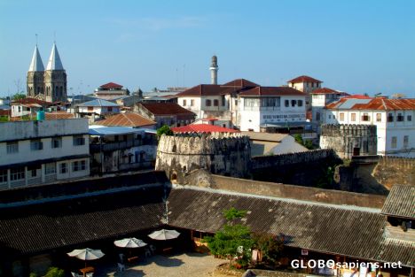 Postcard Zanzibar, Stone Town - cafe in the fort