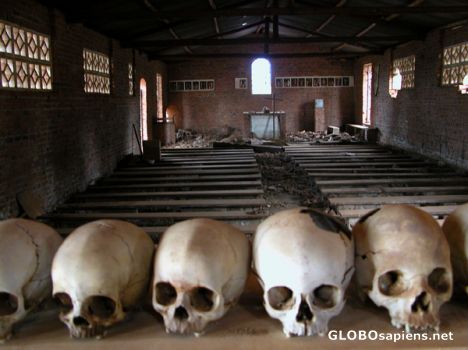 Postcard Ntarama church memorial.