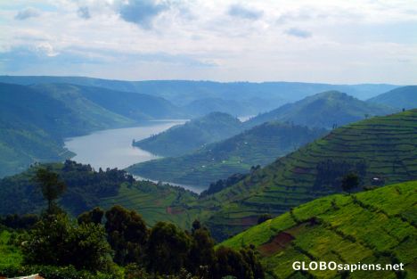 Postcard Lake Bunyonyi - one of Uganda's lovliest lakes