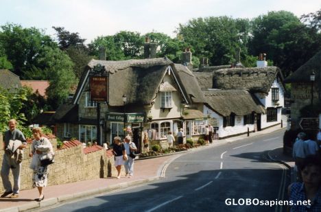 Postcard Thatched buildings