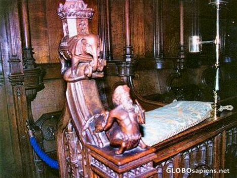 Postcard Choir stall carving - Ripon Cathedral