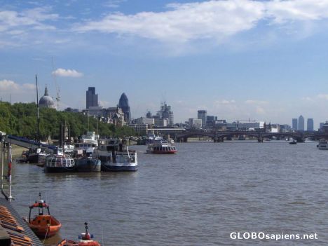 Postcard View of City and Docklands from Embankment