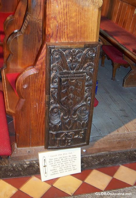 Postcard Carved bench end in the church - St Just