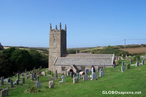 Postcard St Levan church