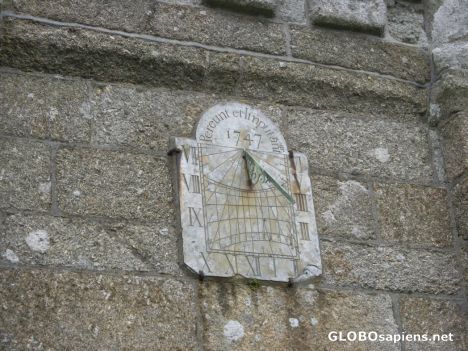 Postcard St Buryan Church - sundial