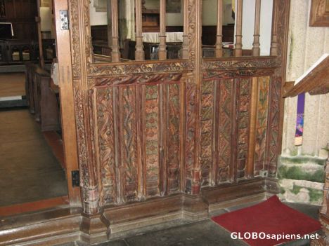 Postcard St Buryan rood screen