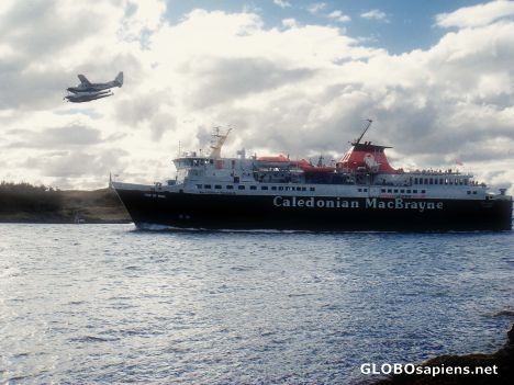 Postcard Ferry from Mull and Waterplane arriving