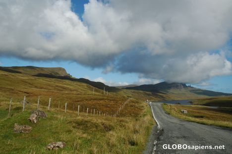 Postcard Road to Portree. Scotland.