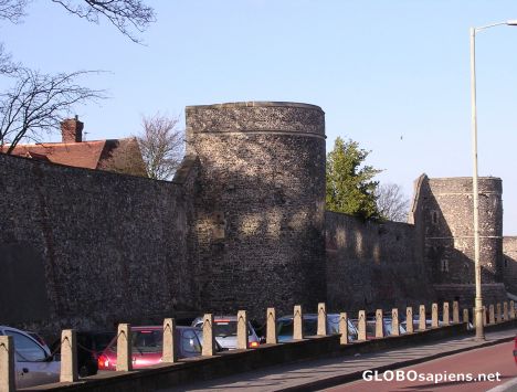 Postcard Canterbury - defence walls from Roman times