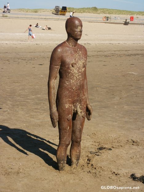 Postcard Iron man lpool beach