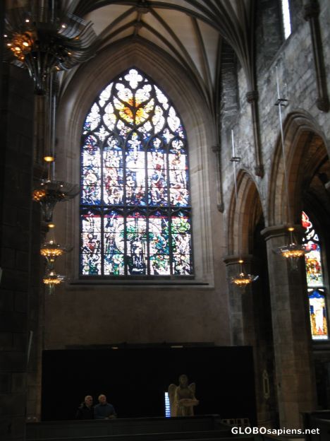 Postcard St Giles - stained glass 2