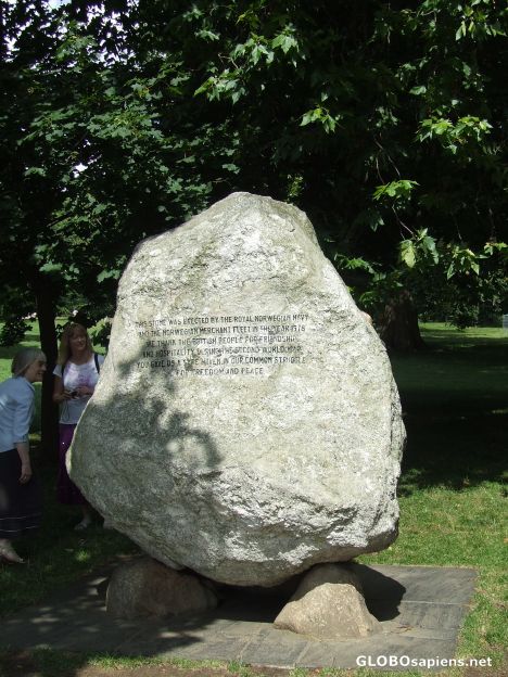 Postcard Commemoration stone give by Nowegien seamen.