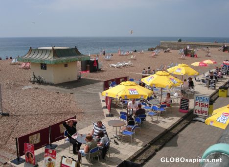 Postcard Fish and chips on the beach