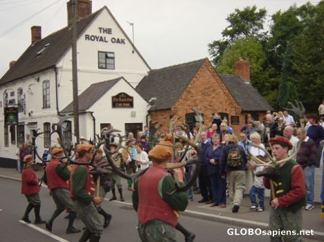 Postcard Horn Dance Outside The Royal Oak