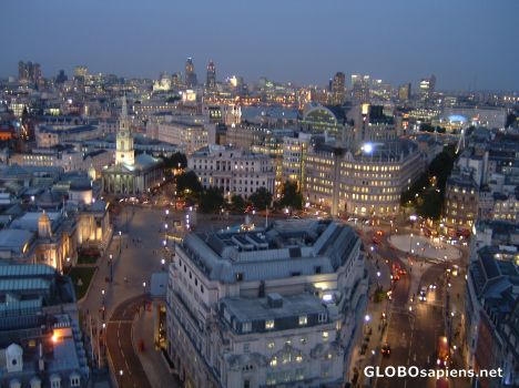 Postcard Trafalgar Square from above by night