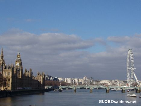 Postcard London Eye and Houses of Parliament