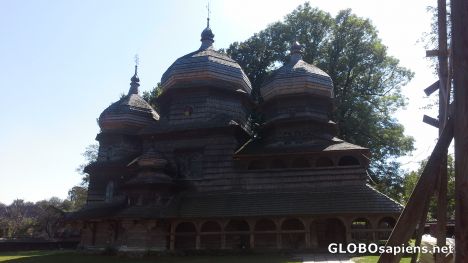 Postcard Wooden church from UNESCO list
