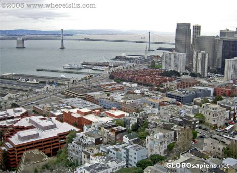 Postcard Bay Bridge and San Francisco