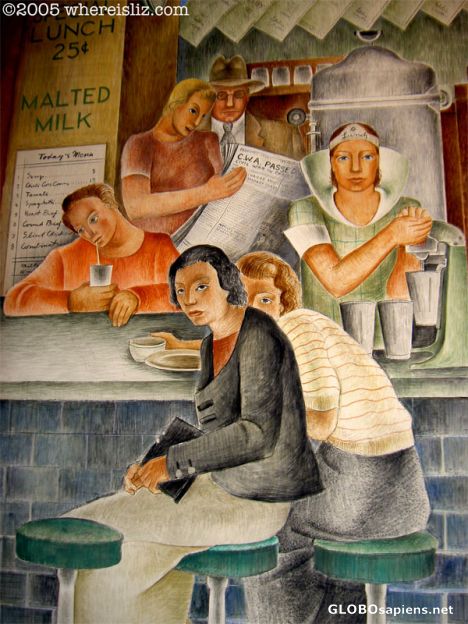 Postcard WPA Mural, Coit Tower, San Francisco