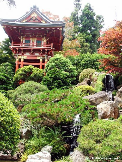 Postcard Pagoda and the little fall