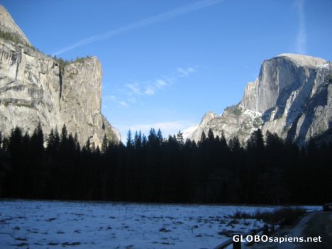 Postcard North Dome Left, Half Dome Right