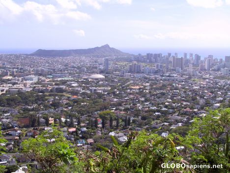 Postcard Honolulu and Diamond Head, Oahu island, Hawai'i
