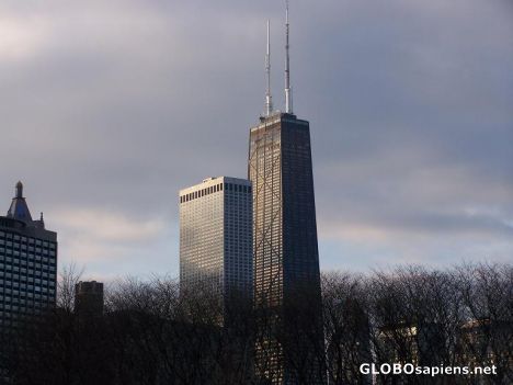 Postcard John Hancock at Sunset